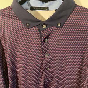 Greyson Golf Shirt Polo Mens XL Performance Stretch All Over Print Button Down *